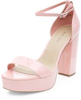 Thumbnail for your product : New Look Pink Patent Ankle Strap Platform Block Heels