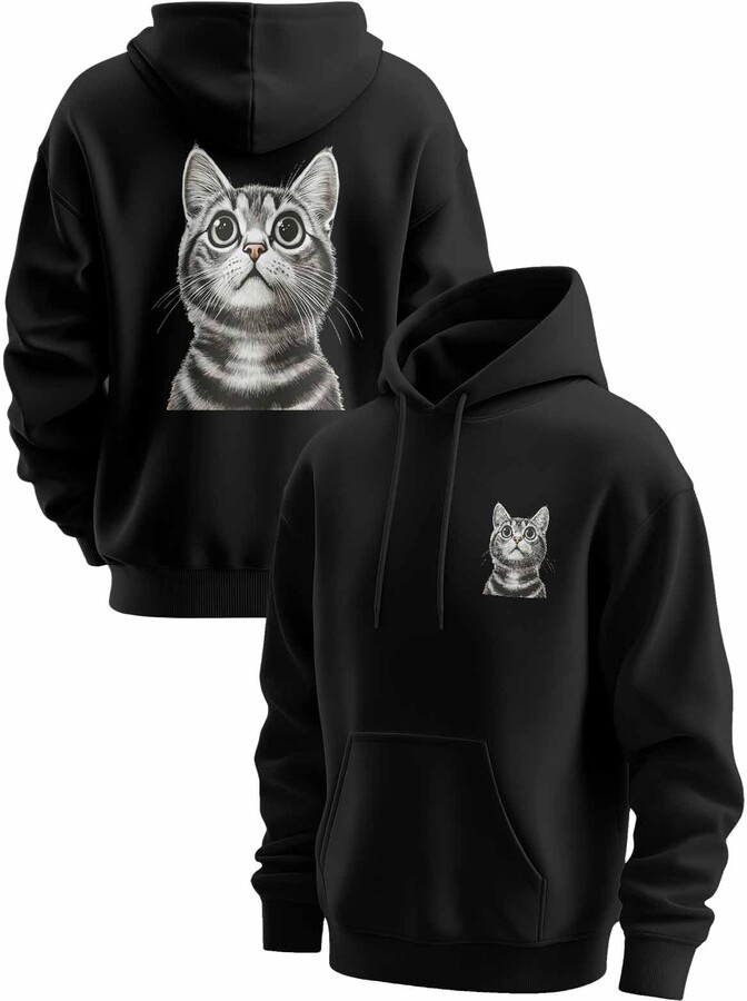 Xiidiekbish Cute Animals Hoodies for Men Civet Cat Graphic Print Long Sleeve Drawstring Hoodie Pullover Sweatshirt with Pocket