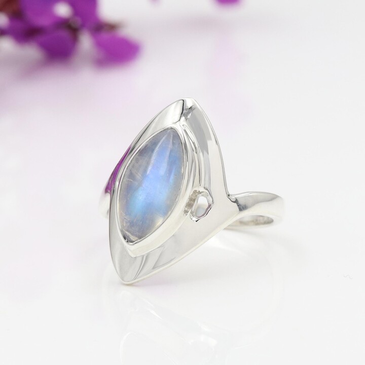 Moonstone Ring, Solid Sterling Silver Gemstone June Birthstone Handmade Statement Ring For Her, Gifts Her
