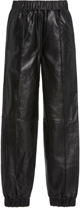 black leather jogger pants