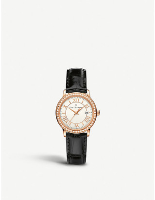 Rosegold CARL F BUCHERER 00.10312.03.15.11 Adamavi rose-gold sapphire crystal diamond and leather watch