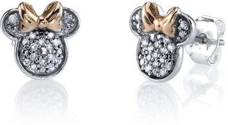 Disney Two-Tone Rose Gold and Silver Minnie Mouse Earrings with Diamond Accents