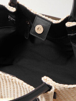 【DEMELLIER】New York leather-trimmed raffia tote bag DEMELLIER New York leather-trimmed raffia tote | NET-A-PORTER