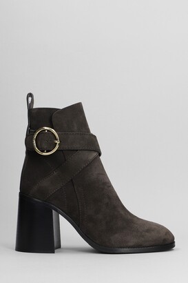 See by Chloe Lyna High Heels Ankle Boots In Grey Suede