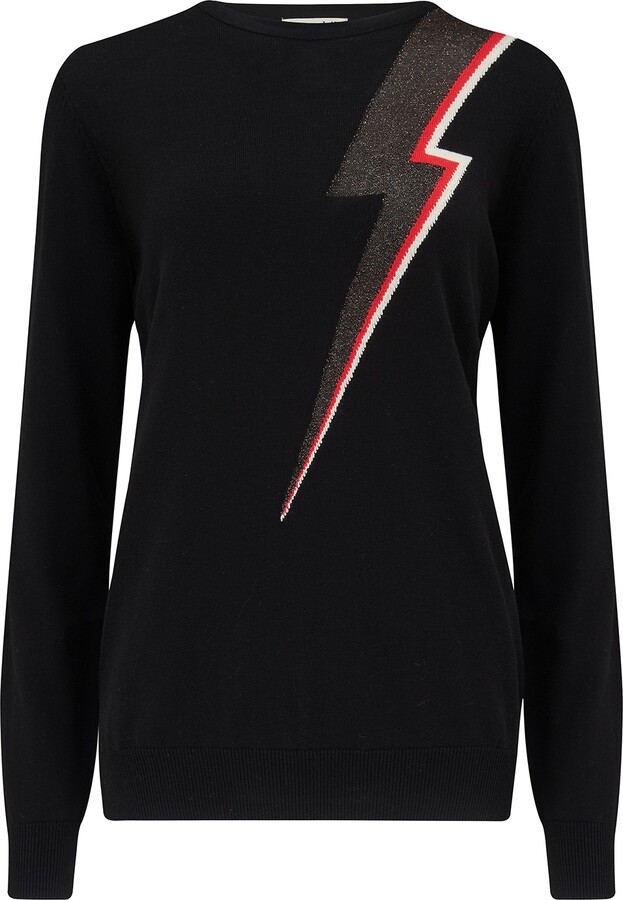Sugarhill Brighton Astrid Jumper, Black/ Bronze Lightning Bolt