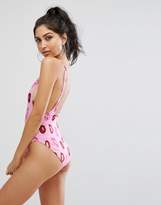 Thumbnail for your product : Missguided Lip Print Swimsuit