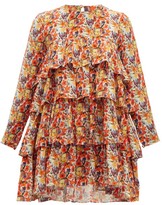 Thumbnail for your product : Muzungu Sisters - Jila Floral-print Silk-crepe Mini Dress - Orange Multi