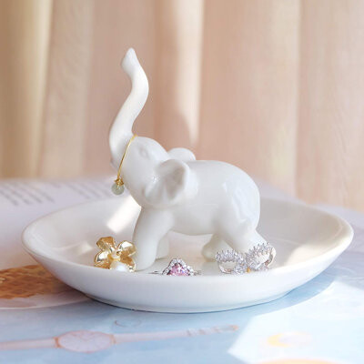White Elephant Ring Holder Dish Ring Tray For Jewelry | Elephant Gifts For Women Christmas | Birthday Gifts