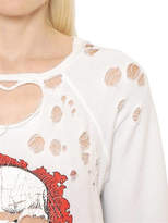 Thumbnail for your product : Unravel Destroyed Skull Print Jersey Sweatshirt