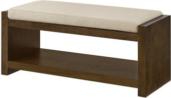 40" Accent Bench With Lower Shelf Shoe Rack, Padded Seating Bench For Living Room, Modern Compact Bed End Bench With Storage For Bedroom Seating, Remo