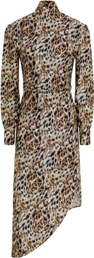 GUARDI - Alanah Cheetah High Neck Slit Dress - ShopStyle
