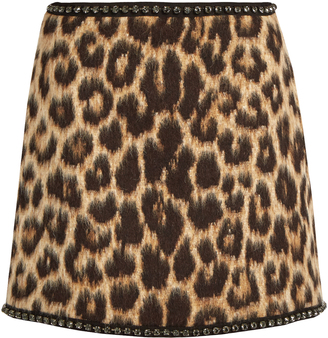 No.21 Leopard-print wool-blend mini skirt