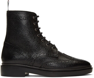 Thom Browne Black Classic Wingtip Rubber Sole Boots