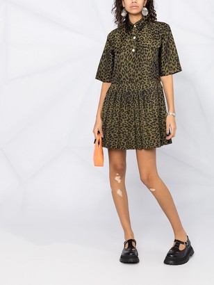 Ganni Leopard Print Shirt Dress