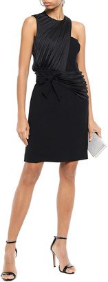 VVB Layered Bow-detailed Pleated Twill And Crepe Dress