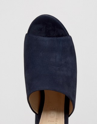 Office Syrup Navy Suede Platform Heeled Mules