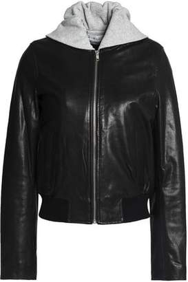 A.L.C. Leather And Mélange Cotton-Terry Hooded Jacket