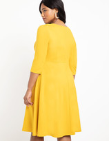 Thumbnail for your product : ELOQUII 3/4 Sleeve Fit and Flare Dress