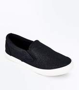 Thumbnail for your product : New Look Black Glitter Slip On Trainers