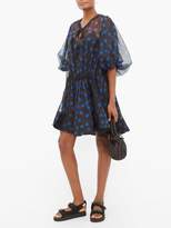 Thumbnail for your product : Lee Mathews Mathews - Rayne Puff-sleeve Polka-dot Organza Mini Dress - Black Navy