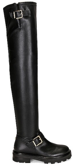 Jimmy Choo Leather Biker Over The Knee Boots in Black Womens Shoes Boots Over-the-knee boots 
