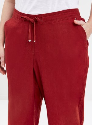 Evans Red Linen Blend Trousers