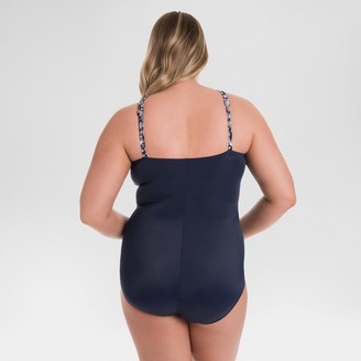 Dreamsuit by Miracle Brands Women's Plus Size Slimming Control One Piece Swimsuit Blue - Dreamsuit® by Miracle Brands