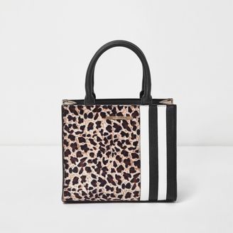 River Island Girls Brown leopard print block square bag