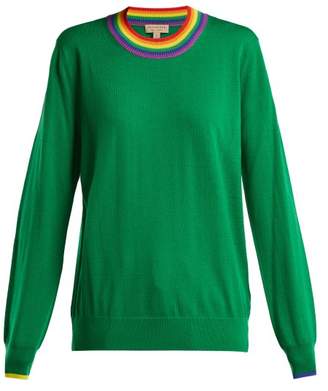 Burberry Dales Rainbow Knit Wool Sweater - Womens - Green