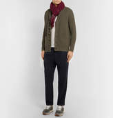 Thumbnail for your product : Brunello Cucinelli Fringed Striped Cashmere Scarf - Men - Burgundy