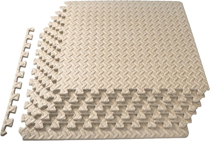 ProsourceFit Exercise Puzzle Mat Beige 24 in. x 24 in. x 0.5 in. EVA Foam Interlocking Anti-Fatigue Tile Mat (24 sq. ft.) (6-Pack)