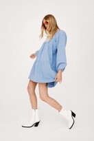 Thumbnail for your product : Nasty Gal Womens Puff Sleeve Denim Mini Smock Dress - Purple - 8