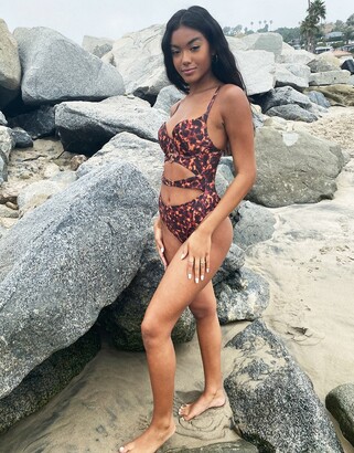 Wolf & Whistle X Malaika Terry Fuller Bust Exclusive Cut Out Swimsuit