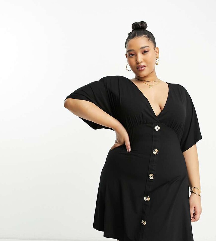 ASOS Curve ASOS DESIGN Curve flutter sleeve mini tea dress with