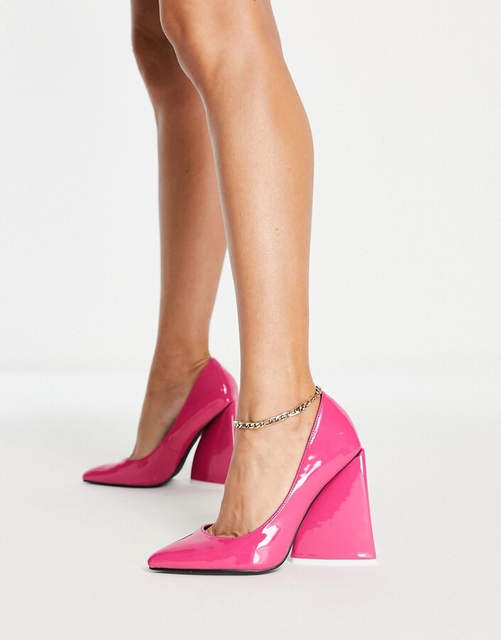 Breckelle's MARISA-32 Women Stud Toe Cap Hidden Platform Pump Heels HOT Pink IN