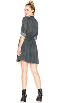 Thumbnail for your product : Bar III Long-Sleeve Belted Scarf-Print Shirt Dress