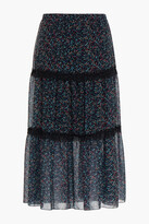 Thumbnail for your product : See by Chloe Gathered floral-print chiffon midi skirt