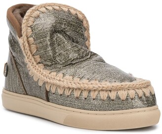 Mou Crochet Stitch-Trim Sneaker Boots