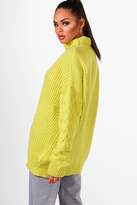 Thumbnail for your product : boohoo Oversized Roll Neck Cable Sleeve Knitted Sweater