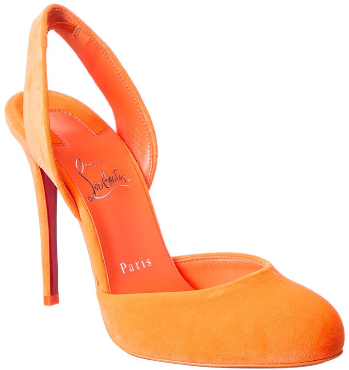 orange red bottom heels