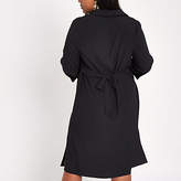 Thumbnail for your product : River Island Womens Plus black twist front midi shirt dress