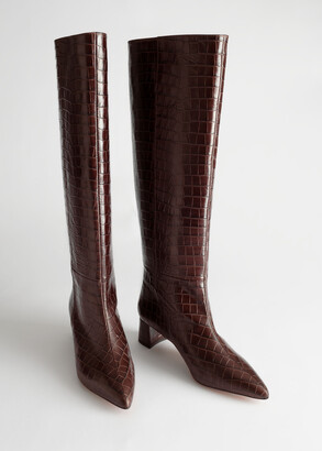 And other stories Croc Leather Knee High Boots