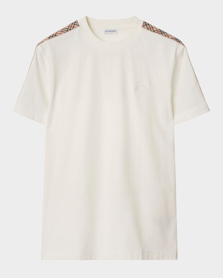 Burberry Men's Check Shoulder-Tape T-Shirt