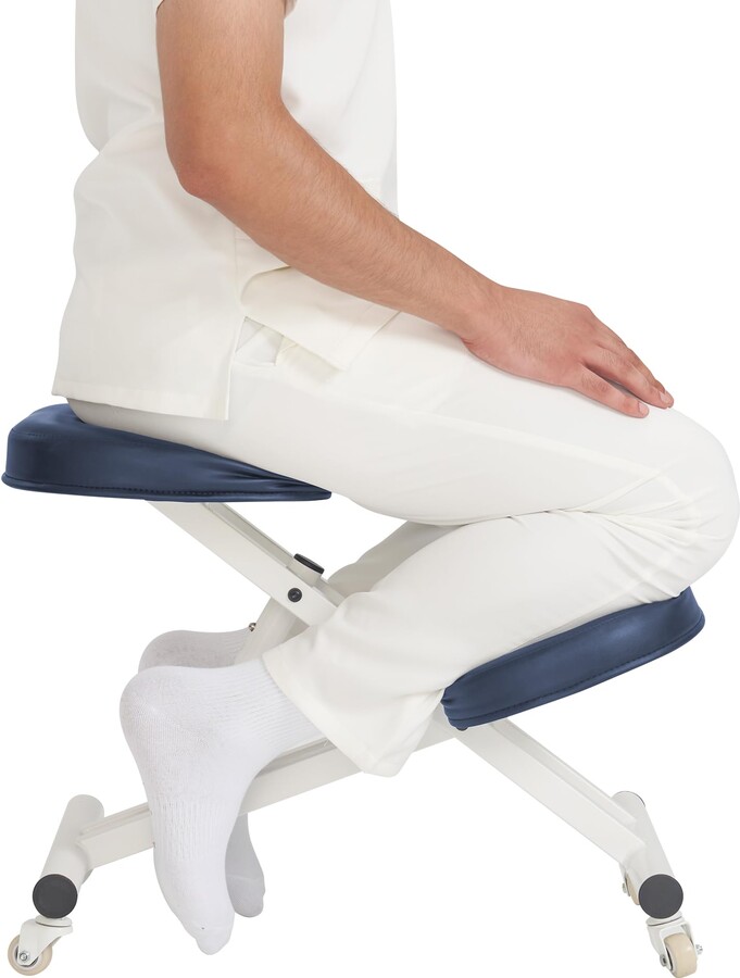 Master Massage Equipment Master Massage Healthy-Star-Program Steel Posture Kneeling Chair with Back Support- Cream
