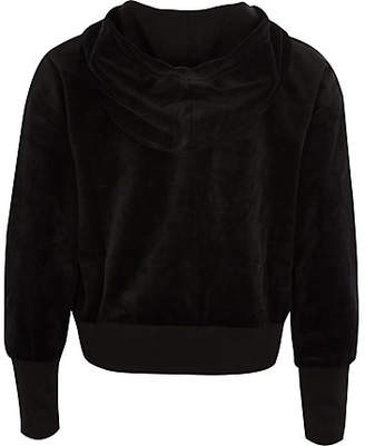 River Island Girls Converse black velour zip up hoodie