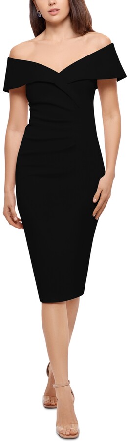 xscape capelet sheath dress