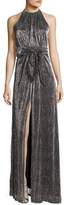Thumbnail for your product : Halston Sleeveless Halter-Neck Textured Metallic Evening Gown