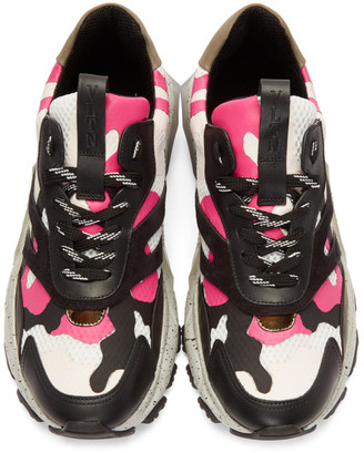 Valentino Black and Pink Garavani Camouflage Bounce Sneakers