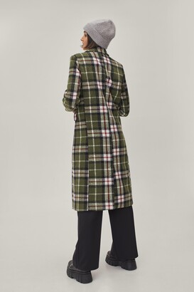 Nasty Gal Womens Tailored Double Breasted Longline Check Coat