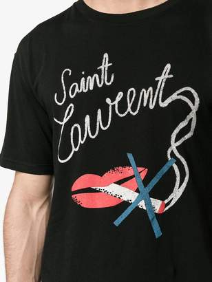Saint Laurent Black No Smoking Logo T shirt